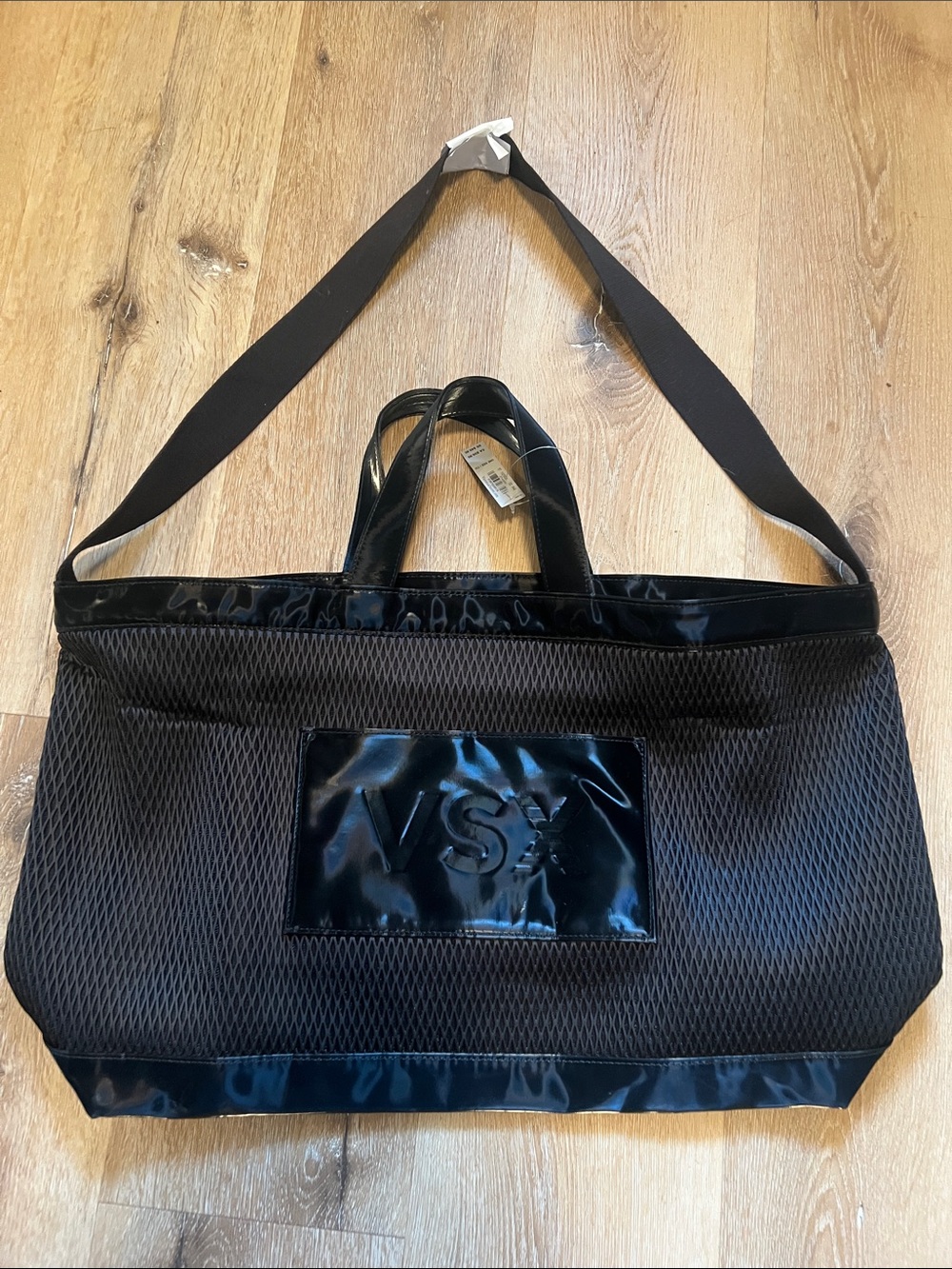 VSX Black Mesh Tote with Patent Trim NWT